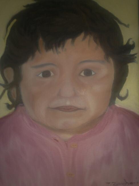 Peinture intitulée "ma fille" par Tahar Zouhani, Œuvre d'art originale