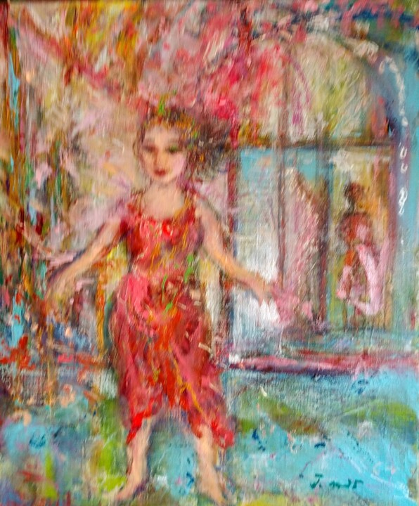 Картина под названием "When she Goes Back…" - Tahara Mio 太原澪, Подлинное произведение искусства, Масло