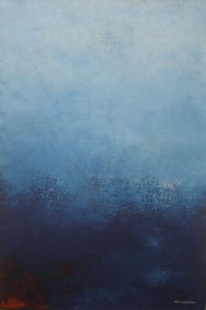 Painting titled "Insister sur le bleu" by Mohamed Tahdaini, Original Artwork