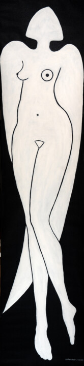 Malerei mit dem Titel "Ange blanc" von Tahir Gavrilovic, Original-Kunstwerk, Acryl
