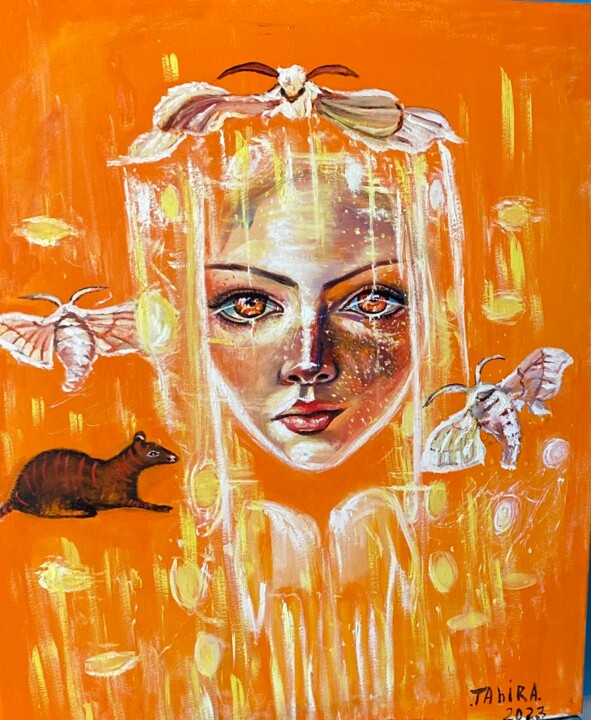 Ζωγραφική με τίτλο "Une femme est une p…" από Tahira Quliyeva, Αυθεντικά έργα τέχνης, Λάδι Τοποθετήθηκε στο Ξύλινο φορείο σκ…