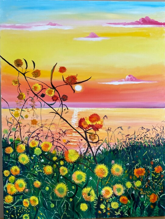 绘画 标题为“Fleurs jaunes” 由Tahira Quliyeva, 原创艺术品, 油