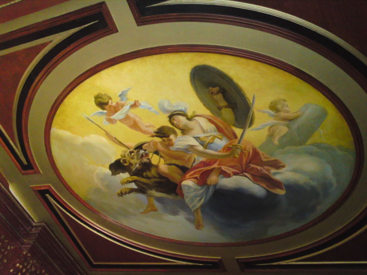 Malerei mit dem Titel "роспись на потолке." von Tahirakif, Original-Kunstwerk, Öl