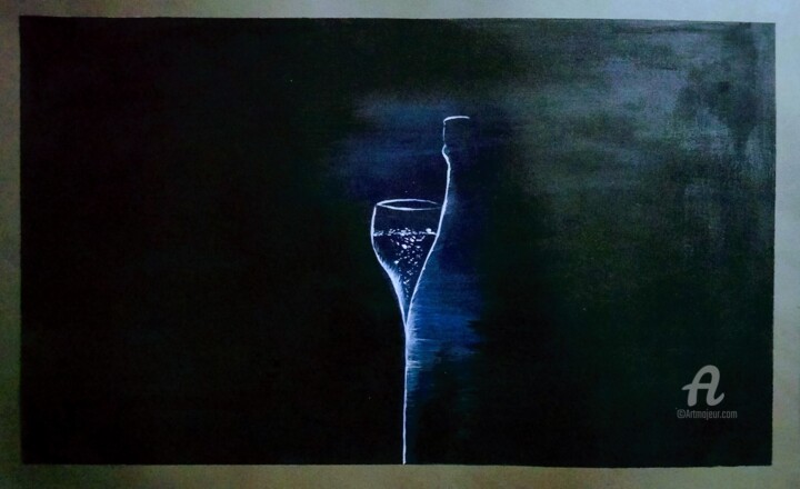 Painting titled "Bubble Beer Black" by Taijul Islam, Original Artwork, Acrylic