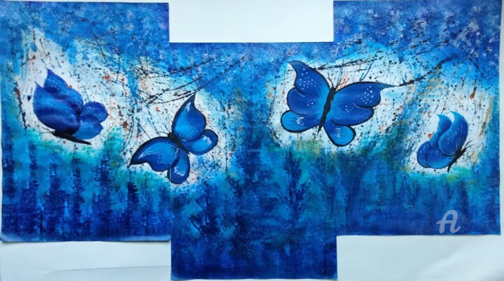 Schilderij getiteld "Butterfly In Dream…" door Taijul Islam, Origineel Kunstwerk, Acryl