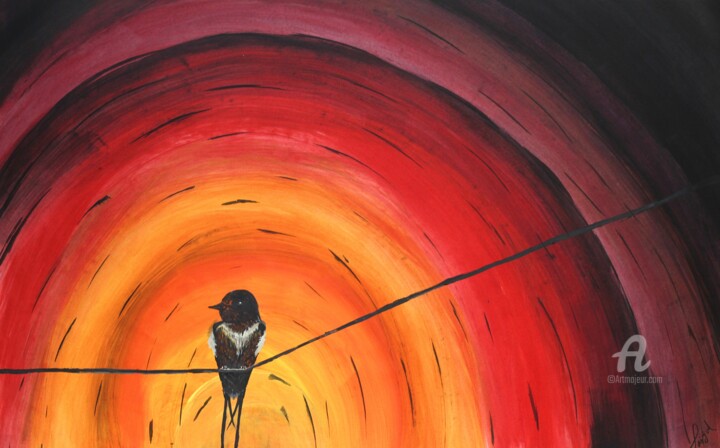 Painting titled "Rainbow Bird" by Taijul Islam, Original Artwork, Acrylic