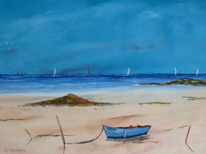 Peinture intitulée "BARQUE BLEUE." par J.Paul Taillandier, Œuvre d'art originale,