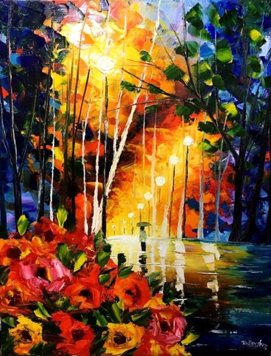 Painting titled "Impressionism flowe…" by Taillon Luz, Original Artwork, Oil