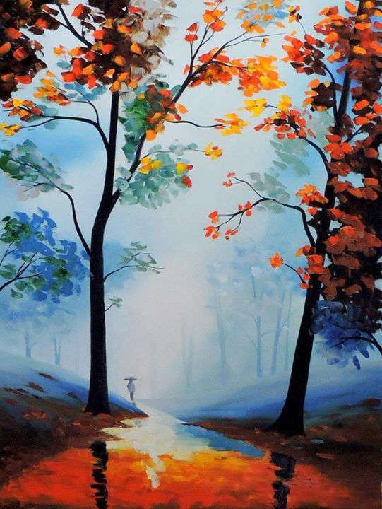Schilderij getiteld "Forest" door Taillon Luz, Origineel Kunstwerk, Olie
