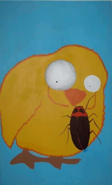 Painting titled "My Cockroach Friend" by Tai Ma Campos, Original Artwork
