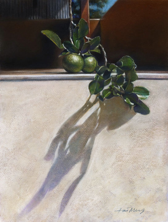 Peinture intitulée "Limes Under The Sun…" par Taimeng Lim, Œuvre d'art originale, Pastel