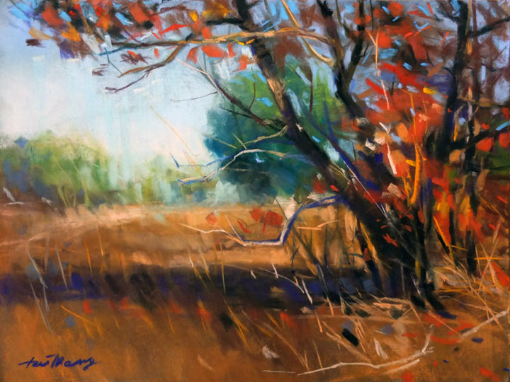 Painting titled "Withered Tree" by Taimeng Lim, Original Artwork, Pastel