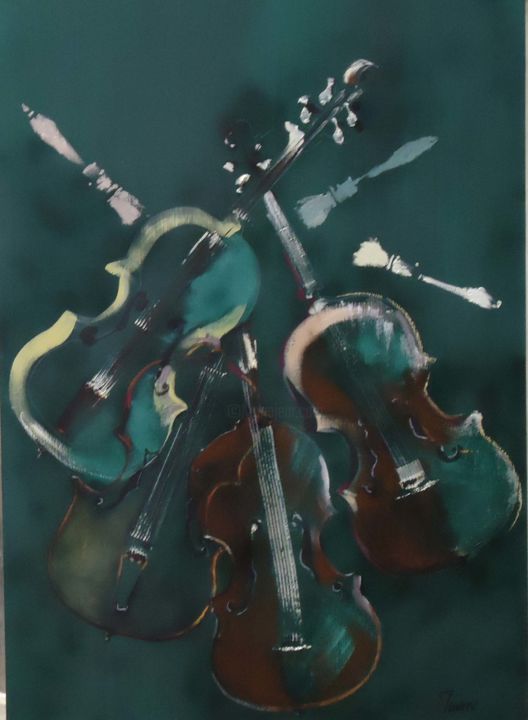 Painting titled "empreintes de violo…" by Edith Taioni, Original Artwork, Acrylic