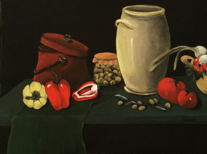 Painting titled "Nature morte" by Edith Taioni, Original Artwork, Acrylic