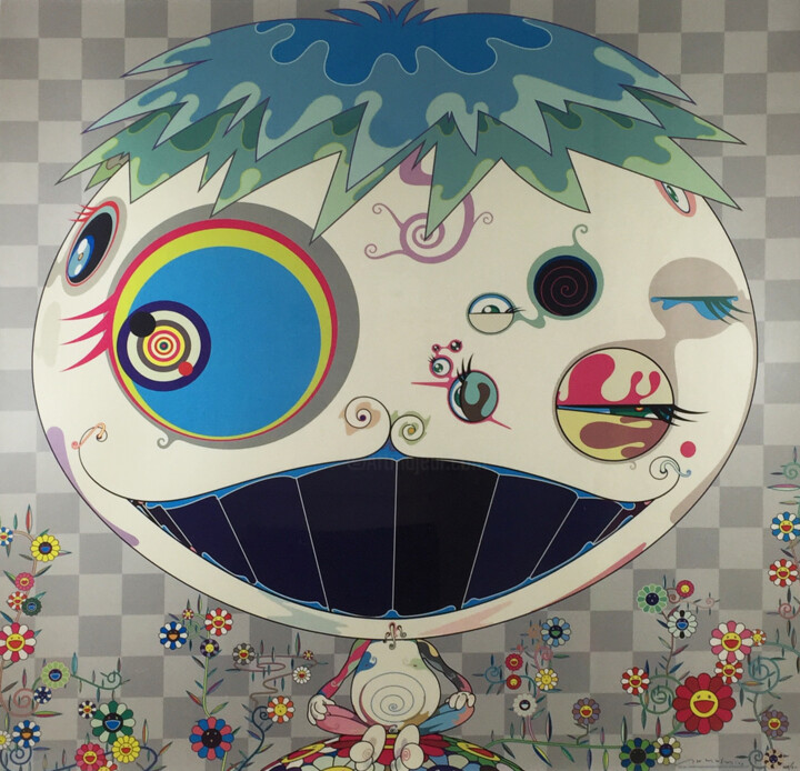 Printmaking titled "Jelly fish" by Takashi Murakami, Original Artwork, Lithography Mounted on Cardboard