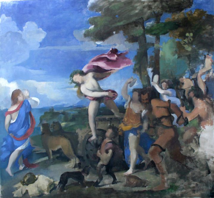 Pintura titulada "Bacchus (After Titi…" por Tal Porat, Obra de arte original, Oleo