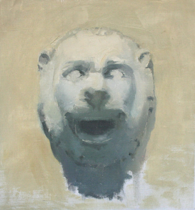 Painting titled "A Lion's Head" by Tal Porat, Original Artwork, Oil