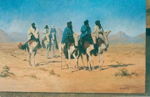 Peinture intitulée "Les Hommes Bleus" par Rachid Talbi, Œuvre d'art originale