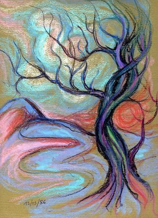 Peinture intitulée "l'elan de l'arbre" par Akacha Talbi, Œuvre d'art originale