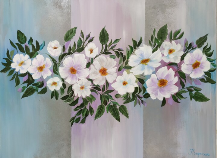 Картина под названием "Flowers" - Tali Segev, Подлинное произведение искусства, Акрил Установлен на Деревянная рама для носи…