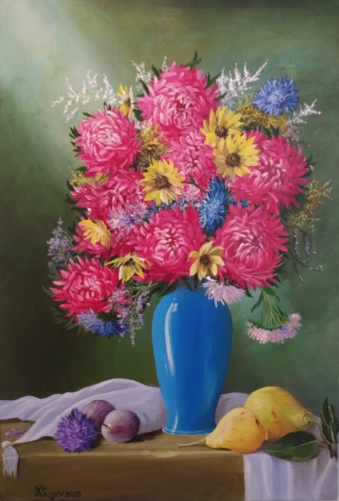 Pintura intitulada "Autumn bouquet" por Tali Segev, Obras de arte originais, Acrílico Montado em Armação em madeira