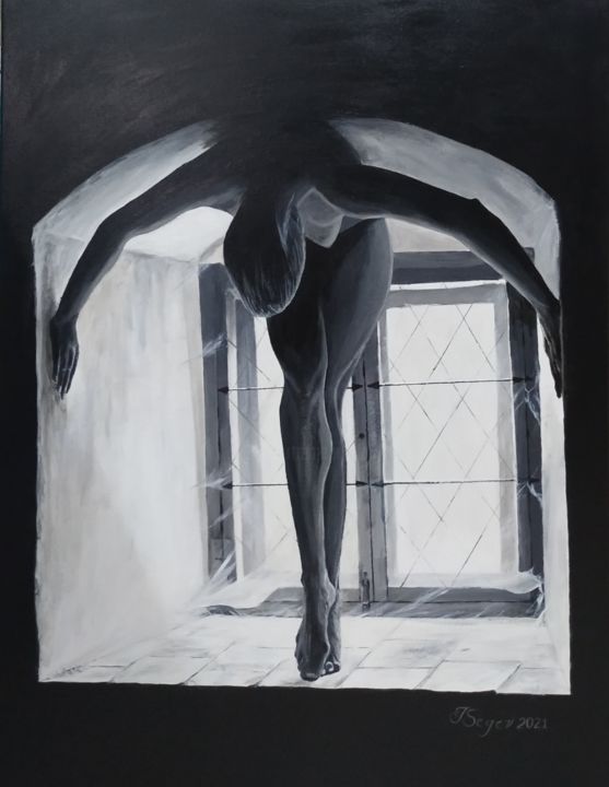 Painting titled "Light and shadow" by Tali Segev, Original Artwork, Acrylic Mounted on Wood Stretcher frame