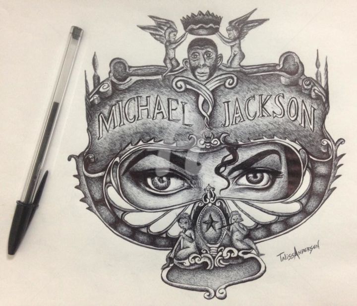 Disegno intitolato "Michael Jackson - D…" da Talissa Andersen, Opera d'arte originale, Biro