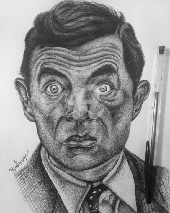 Dessin intitulée "Mr. Bean" par Talissa Andersen, Œuvre d'art originale, Stylo à bille