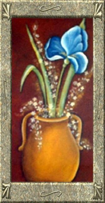 Painting titled "Lirio azulino" by Patricia Andrea Vazquez, Original Artwork