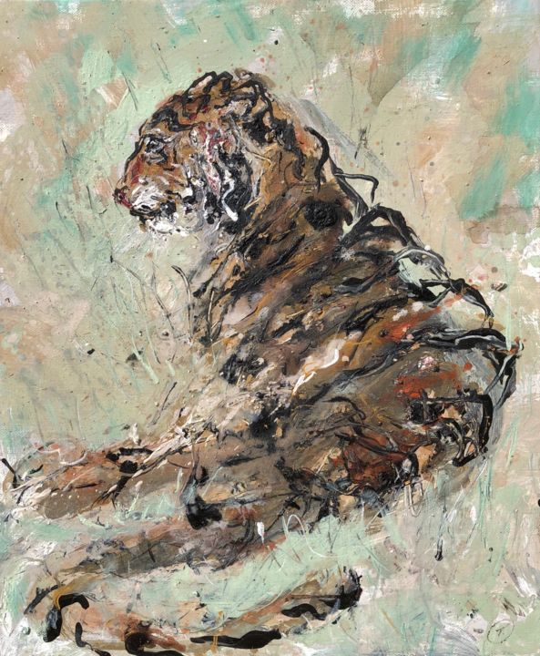 Painting titled "Le tigre de Sumatra…" by Philippe Tallis, Original Artwork, Acrylic