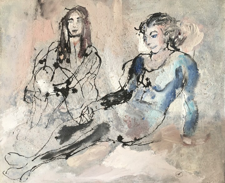 Painting titled "Toutes les Deux" by Philippe Tallis, Original Artwork, Acrylic