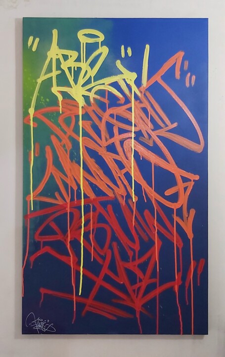 Peinture intitulée "Abc of tags" par Talu, Œuvre d'art originale, Bombe aérosol