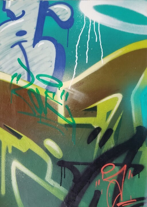 Peinture intitulée "Canvas graffiti" par Talu, Œuvre d'art originale, Bombe aérosol