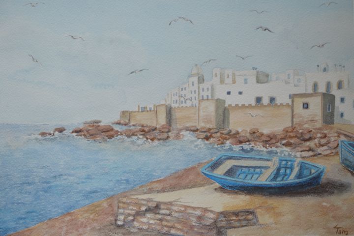 Peinture intitulée "souvenir d'Essaouira" par Tam, Œuvre d'art originale, Huile