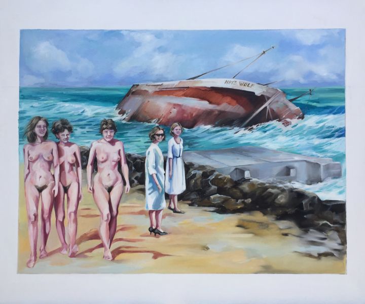 Malerei mit dem Titel "შიშველი შტაზი" von Tamar Maglaperidze, Original-Kunstwerk, Öl