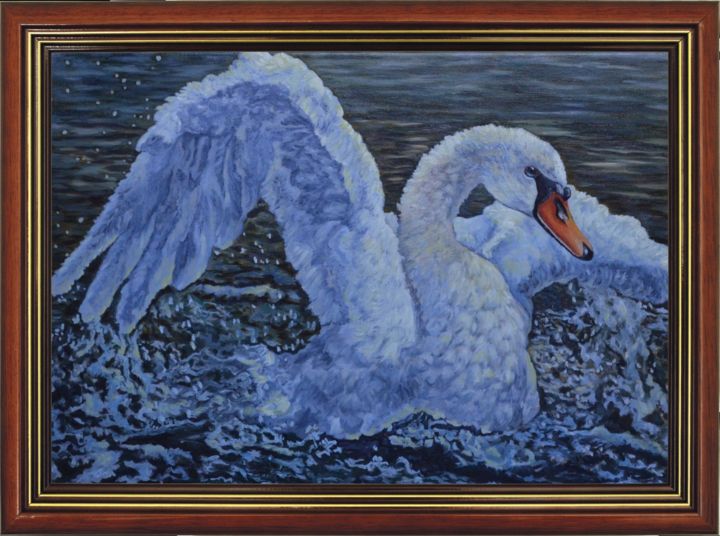 Pintura intitulada "Swan" por Kometa Mara, Obras de arte originais, Óleo