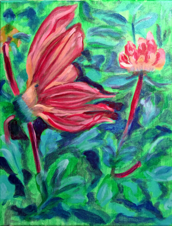 Painting titled "Flowers for Lona" by Tamara Madden, Original Artwork