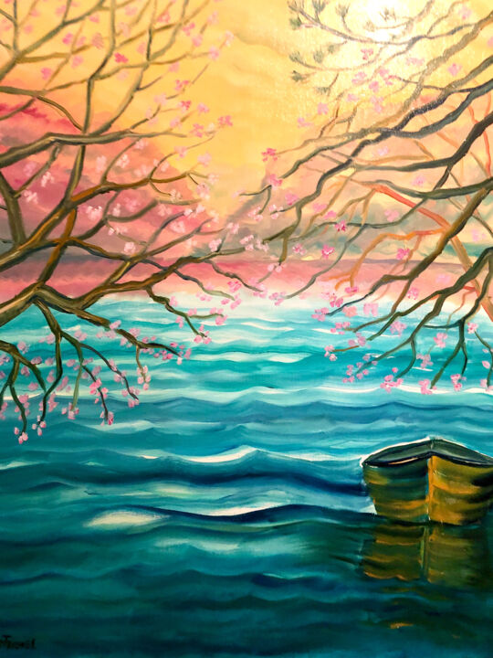 Malerei mit dem Titel "Altes Boot" von Tamara Michel, Original-Kunstwerk, Öl