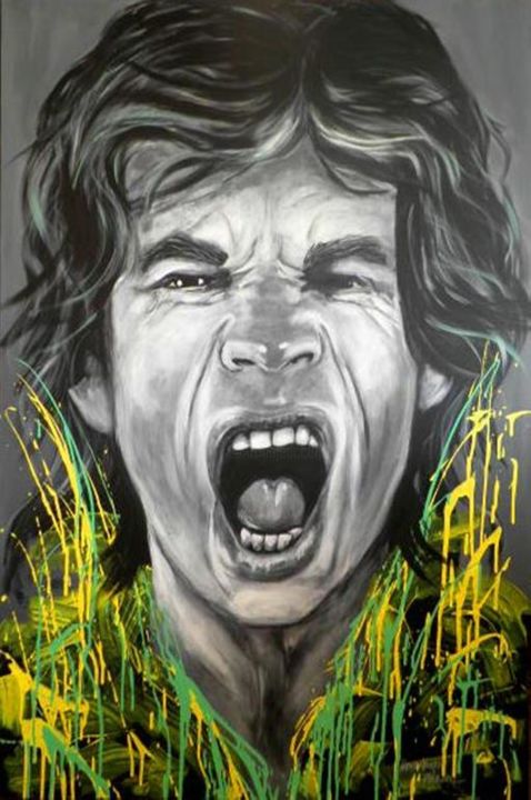 Pittura intitolato "Mick Jagger -The Sc…" da Tamara Vogrin Tara, Opera d'arte originale, Olio