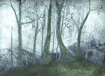 Painting titled "Bosque transparente" by Tamara Valdovino, Original Artwork