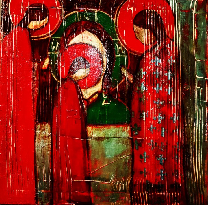 Картина под названием "Red" - Тамара Журбина, Подлинное произведение искусства, Масло