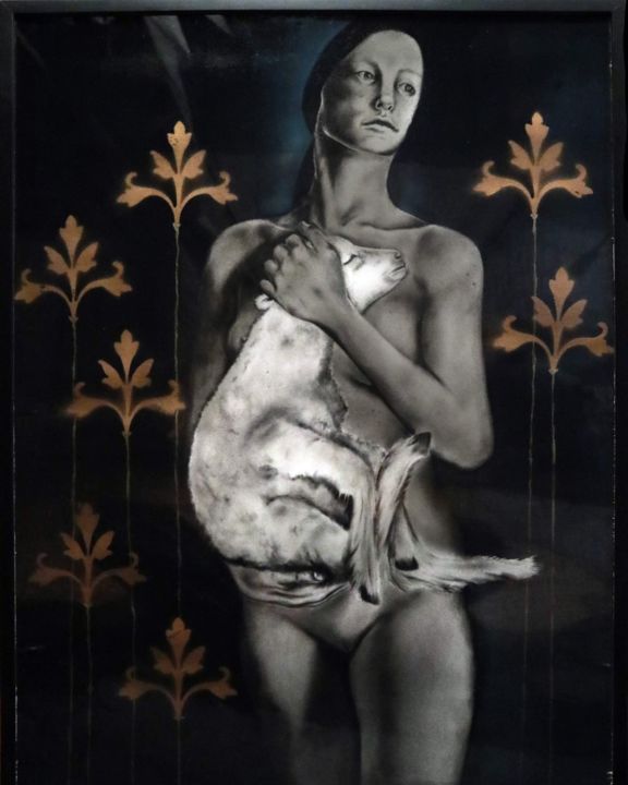 Painting titled "Holly hands will ma…" by Tamás Haik, Original Art, Pastel