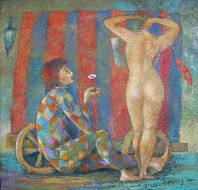 Картина под названием "циркачи" - Тамаз, Подлинное произведение искусства