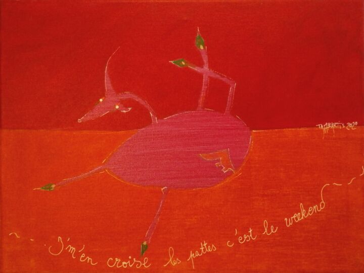 Painting titled "J'm'en croise les p…" by Yorgos Tambaktis, Original Artwork, Acrylic