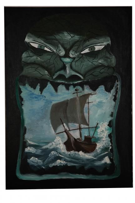 Schilderij getiteld "The anger of the sea" door Sniper, Origineel Kunstwerk