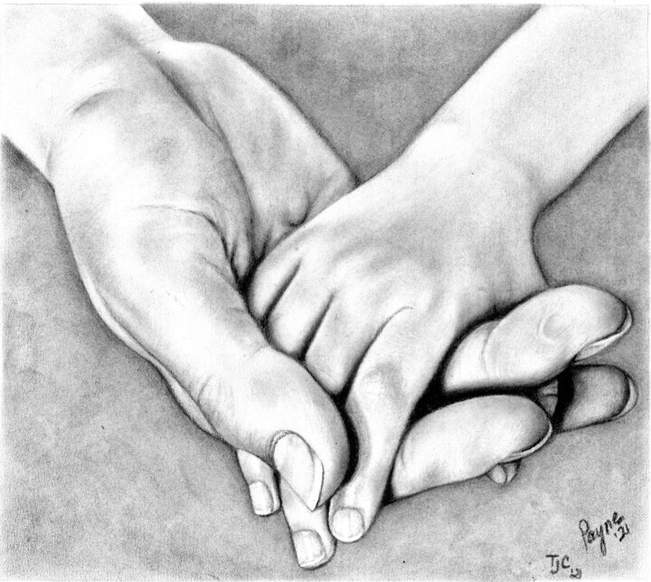 Drawing titled "Undying Love" by Tammy Carrick, Original Artwork, Charcoal