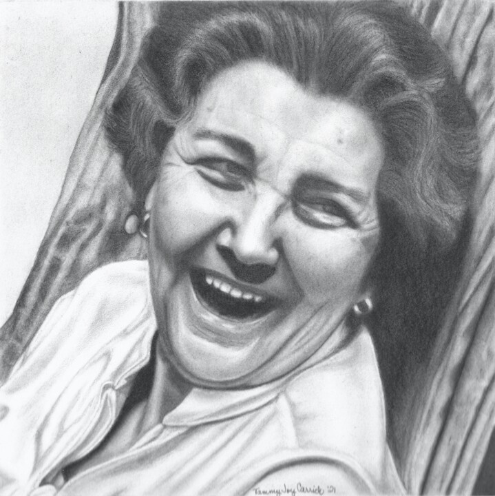 Drawing titled "Grammy" by Tammy Carrick, Original Artwork, Charcoal