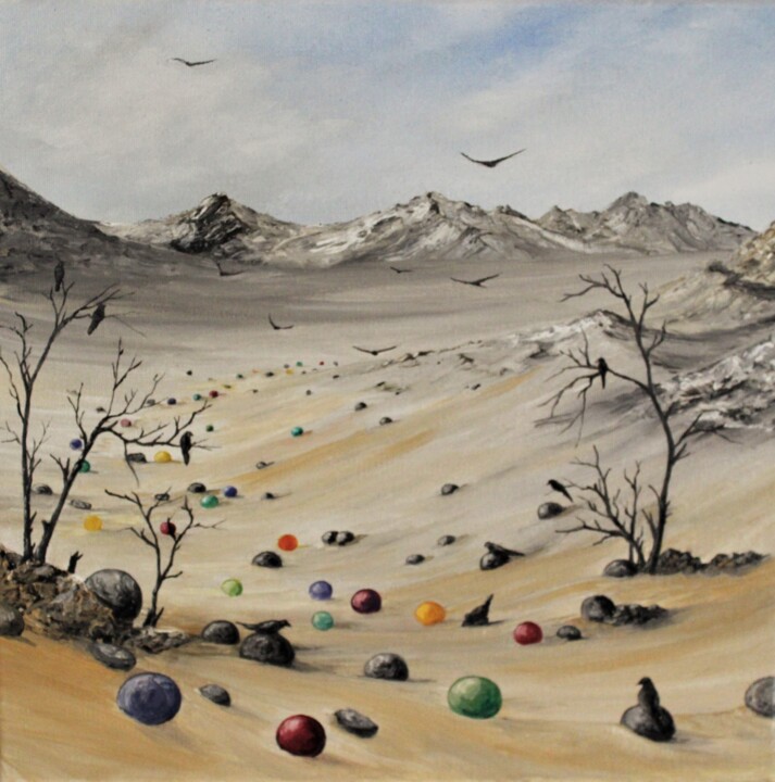 Painting titled "Death Valley" by Tammy Gauthreaux, Original Artwork, Oil Mounted on Wood Stretcher frame