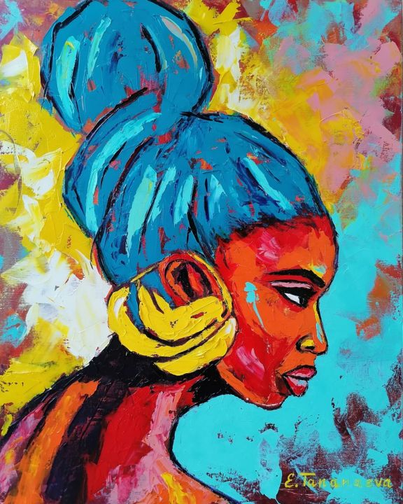 Peinture intitulée "Yellow earring" par Elena Tananaeva, Œuvre d'art originale, Huile