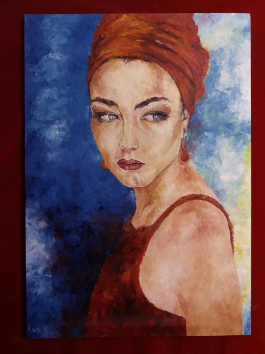 Painting titled "Beauty" by Mihai Tanasescu, Original Artwork, Oil